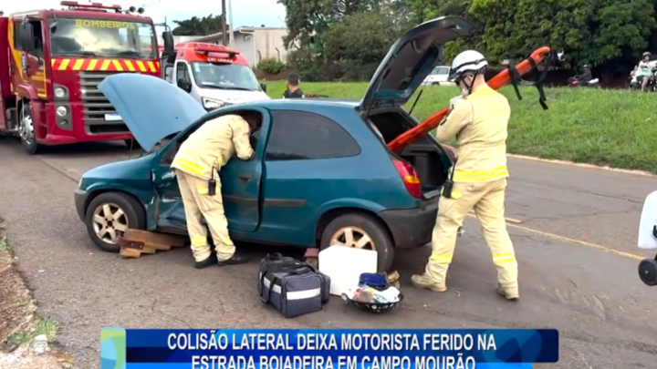 COLISÃO LATERAL DEIXA MOTORISTA FERIDO NA ESTRADA BOIADEIRA EM CAMPO MOURÃO