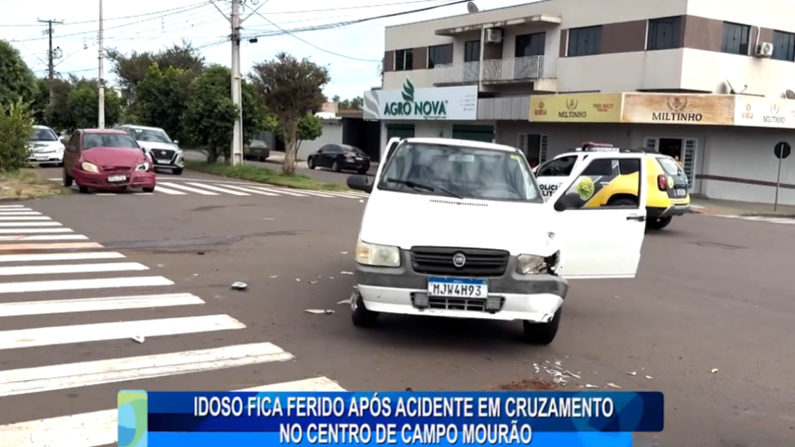 IDOSO FICA FERIDO APÓS ACIDENTE EM CRUZAMENTO NO CENTRO DE CAMPO MOURÃO