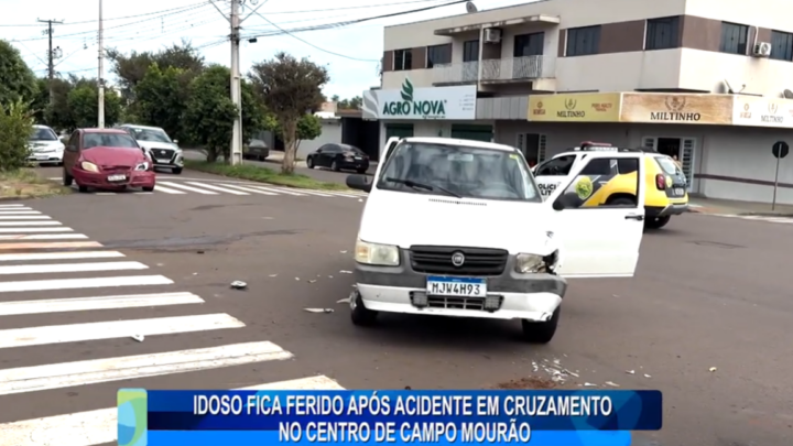 IDOSO FICA FERIDO APÓS ACIDENTE EM CRUZAMENTO NO CENTRO DE CAMPO MOURÃO