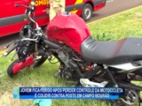 JOVEM FICA FERIDO APÓS PERDER CONTROLE DE MOTOCICLETA E BATER EM POSTE EM CAMPO MOURÃO