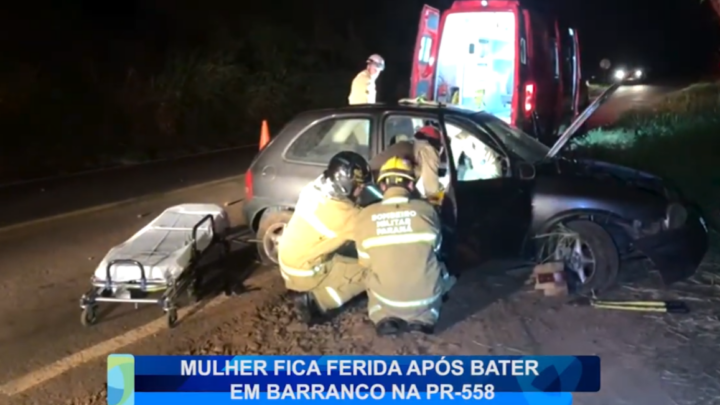 MULHER FICA FERIDA APÓS BATER EM BARRANCO NA PR-558