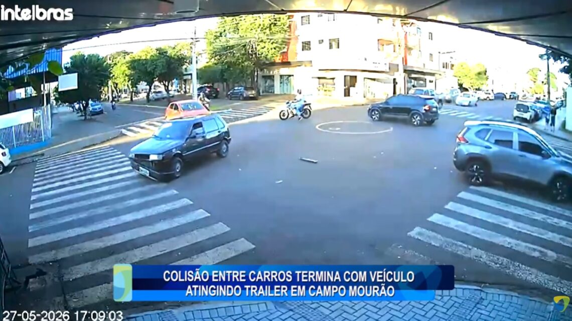 COLISÃO ENTRE CARROS TERMINA COM VEÍCULO ATINGINDO TRAILER EM CAMPO MOURÃO