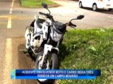 ACIDENTE ENVOLVENDO MOTOCICLETA E CARRO DEIXA TRÊS FERIDOS NA AVENIDA MILTON LUIZ PEREIRA