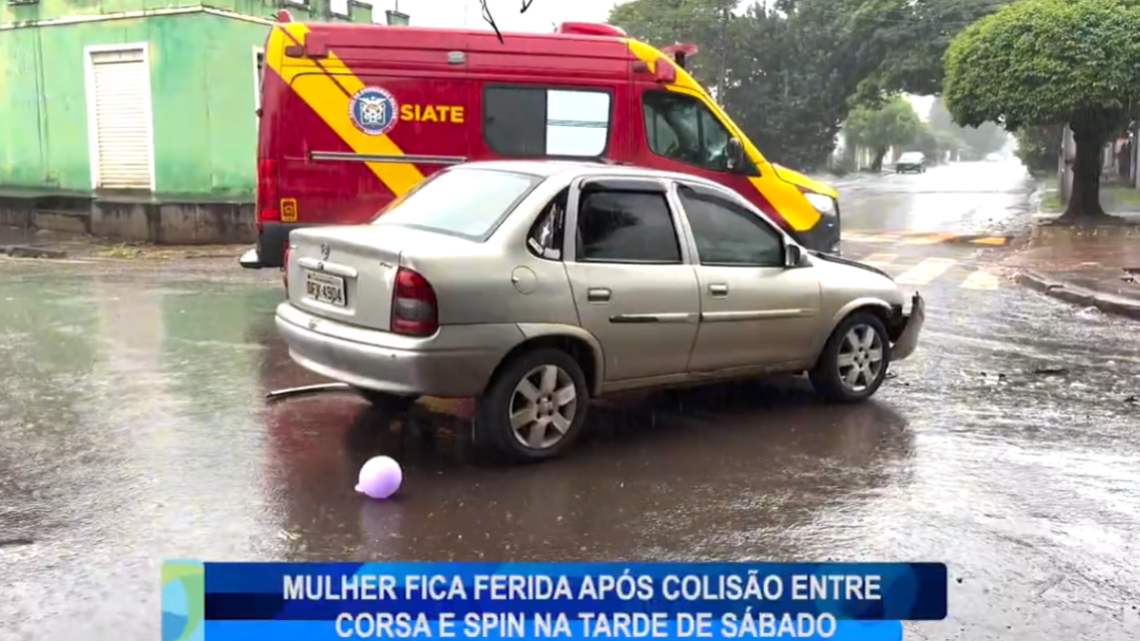 MULHER FICA FERIDA APÓS COLISÃO ENTRE CORSA E SPIN NA TARDE DE SÁBADO EM CAMPO MOURÃO