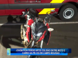 JOVEM FICA FERIDO APÓS COLISÃO ENTRE MOTO E CARRO NA PR-158 EM CAMPO MOURÃO