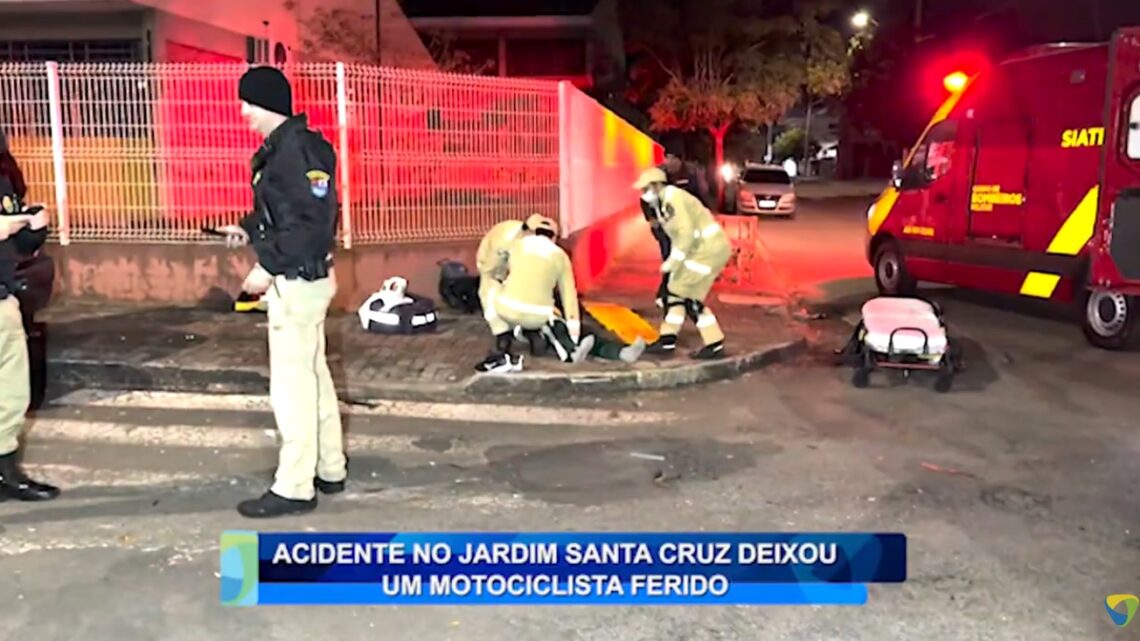 ACIDENTE NO JARDIM SANTA CRUZ DEIXOU UM  MOTOCICLISTA FERIDO