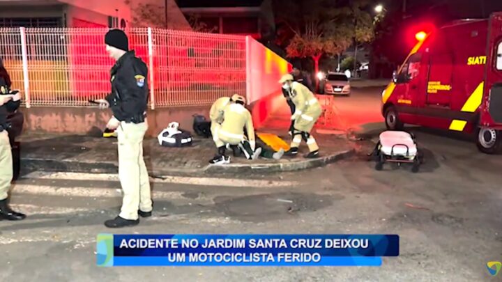 ACIDENTE NO JARDIM SANTA CRUZ DEIXOU UM  MOTOCICLISTA FERIDO