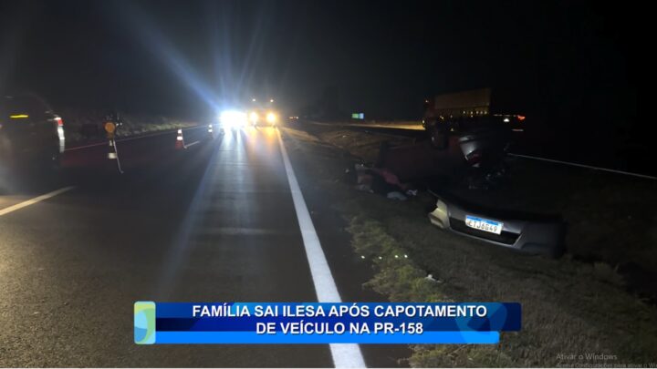 FAMÍLIA SAI ILESA APÓS CAPOTAMENTO DE VEÍCULO NA PR-158