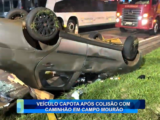 VEÍCULO CAPOTA APÓS COLISÃO COM CAMINHÃO EM CAMPO MOURÃO