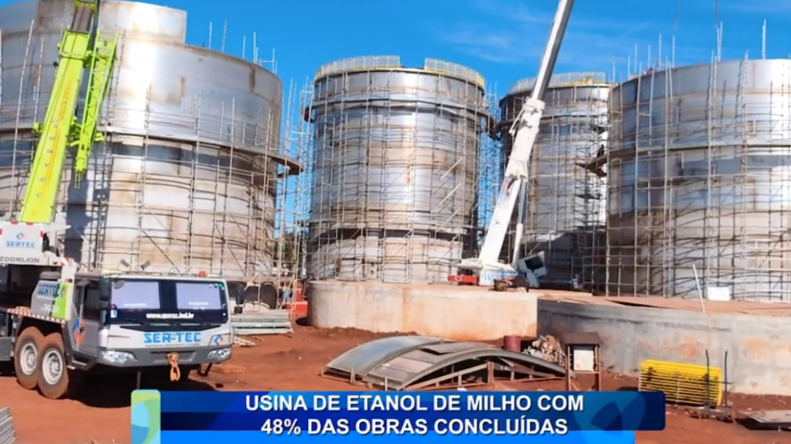 USINA DE ETANOL DE MILHO COM 48% DAS OBRAS CONCLUÍDAS