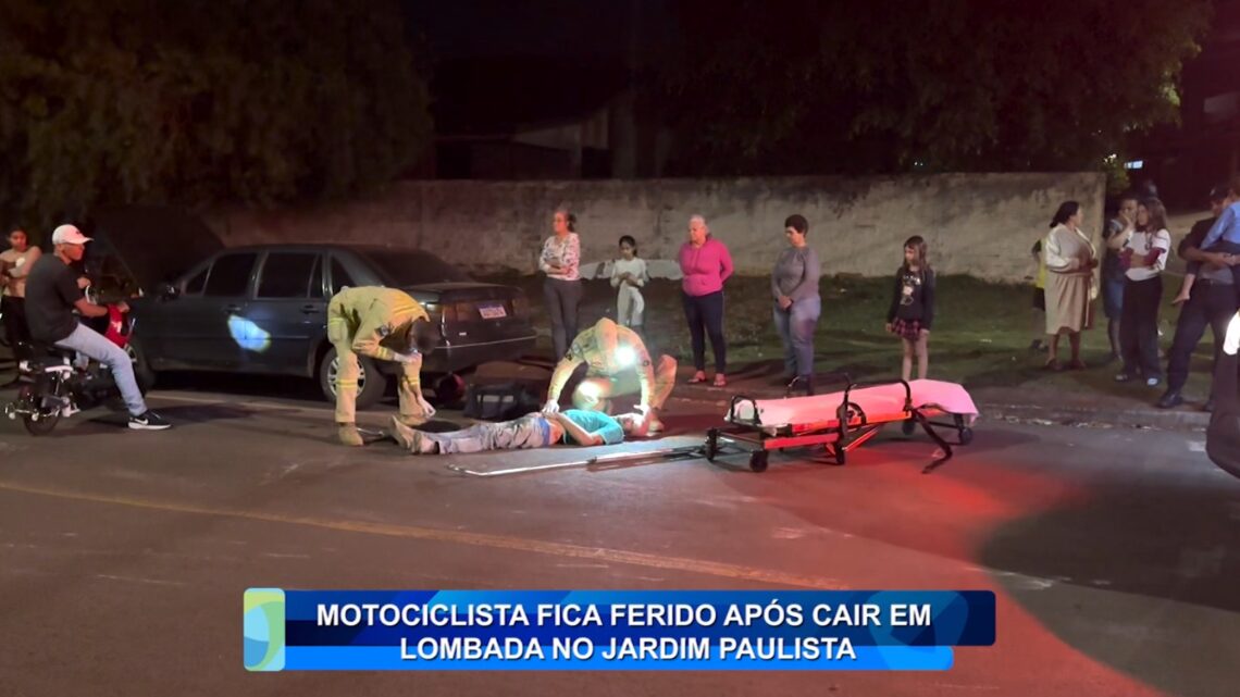 MOTOCICLISTA FICA FERIDO APÓS QUEDA EM LOMBADA NO JARDIM PAULISTA