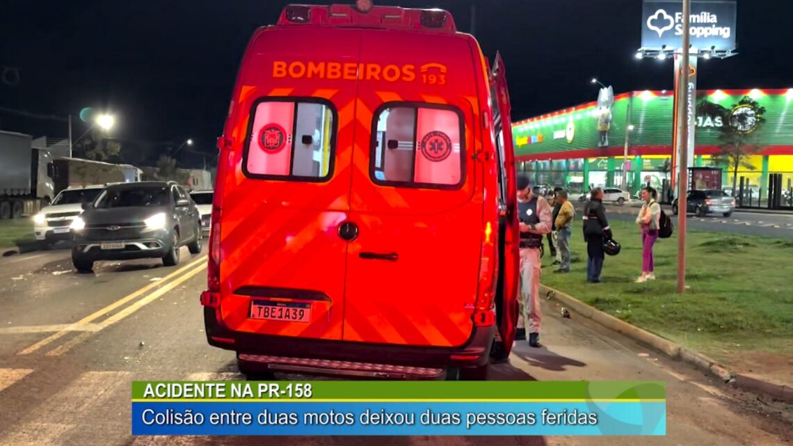 ACIDENTE NA PR-158: COLISÃO ENTRE DUAS MOTOS DEIXOU DUAS PESSOAS FERIDAS