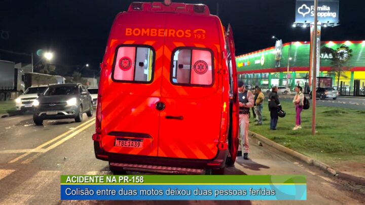 ACIDENTE NA PR-158: COLISÃO ENTRE DUAS MOTOS DEIXOU DUAS PESSOAS FERIDAS
