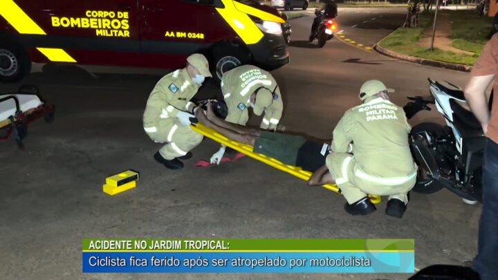 ACIDENTE NO JARDIM TROPICAL: CICLISTA FICA FERIDO APÓS SER ATROPELADO POR MOTOCICLISTA