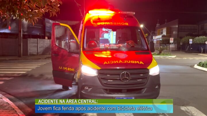 ACIDENTE NA ÁREA CENTRAL: JOVEM FICA FERIDA EM ACIDENTE COM BICICLETA ELÉTRICA