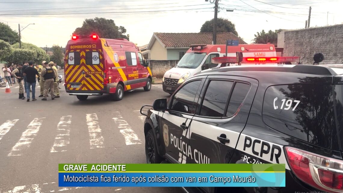 GRAVE ACIDENTE: MOTOCICLISTA FICA FERIDO APÓS COLISÃO COM VAN