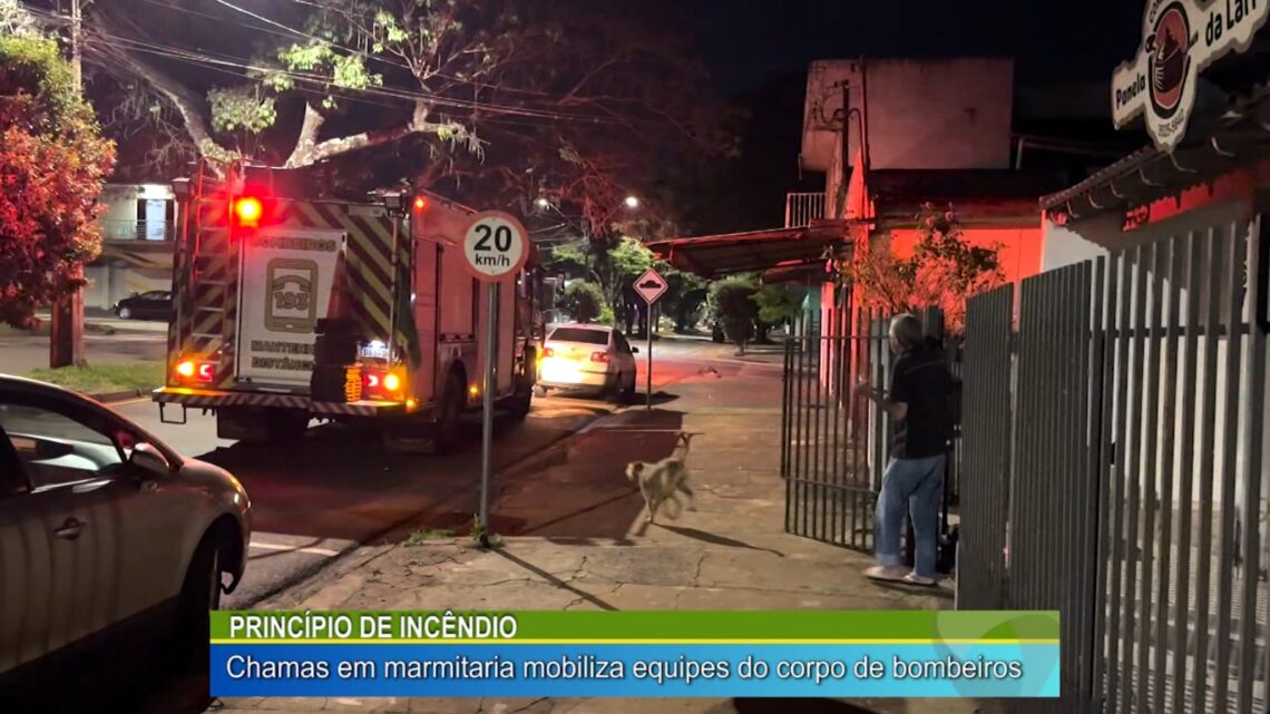 PRINCÍPIO DE INCÊNDIO EM MARMITARIA MOBILIZA EQUIPES DO CORPO DE BOMBEIROS