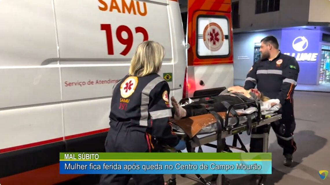 MAL SÚBITO: MULHER FICA FERIDA APÓS QUEDA NO CENTRO DE CAMPO MOURÃO