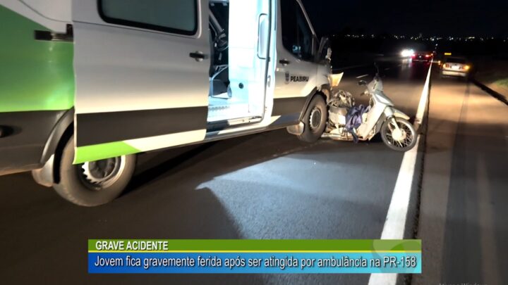 Grave acidente, jovem fica gravemente ferida após ser atingida por ambulância na PR-158