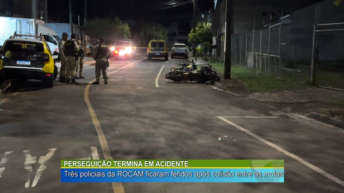 PERSEGUIÇÃO TERMINA EM ACIDENTE: TRÊS POLICIAIS DA ROCAM FICAM FERIDOS