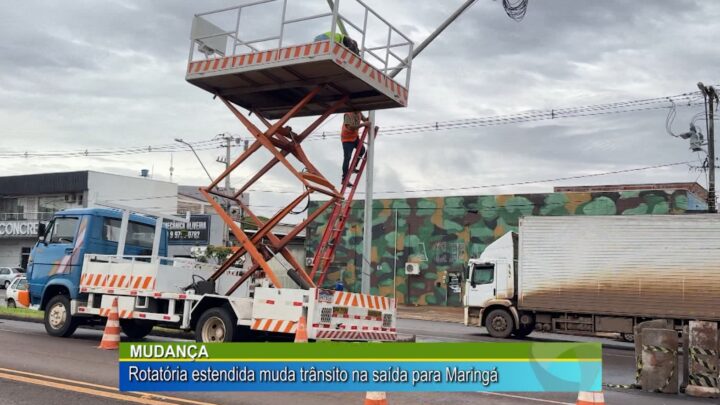 Rotatória interseção muda trânsito na saída para Maringá