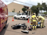 Mais um acidente: motociclista fica ferida após acidente.